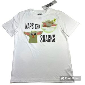 NWT Star Wars Maps And Snacks Screen print White Tee Size 10/12